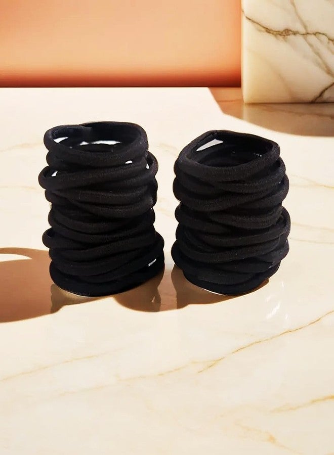 RIKWOG 50 Pcs Black Hair Ties for Thick Straight Curly Hair, 4mm Elastic Hair Bands Ponytail Holders for Girls Women Kids Men - Image 4